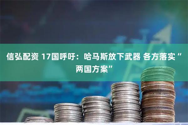 信弘配资 17国呼吁：哈马斯放下武器 各方落实“两国方案”